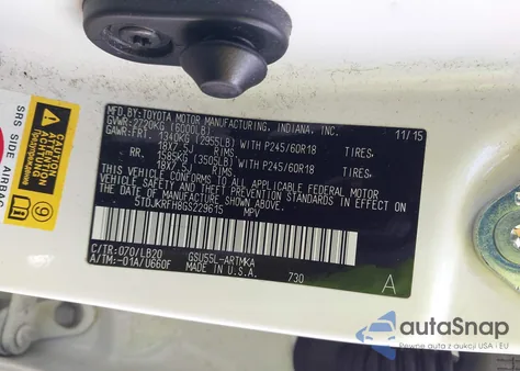 2016 Toyota Highlander Xle V6 from USA, damaged, VIN 5TDJKRFH8GS229615